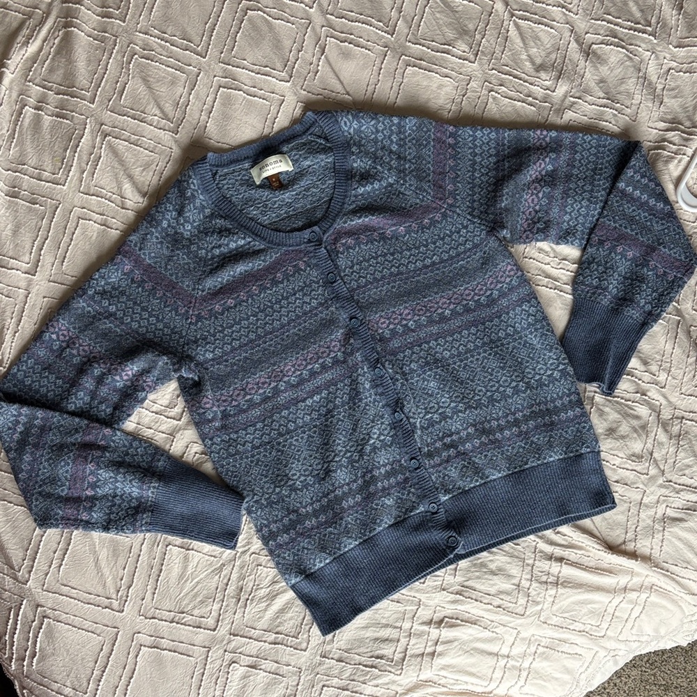 Sonoma Blue and Purple Patterned Cardigan